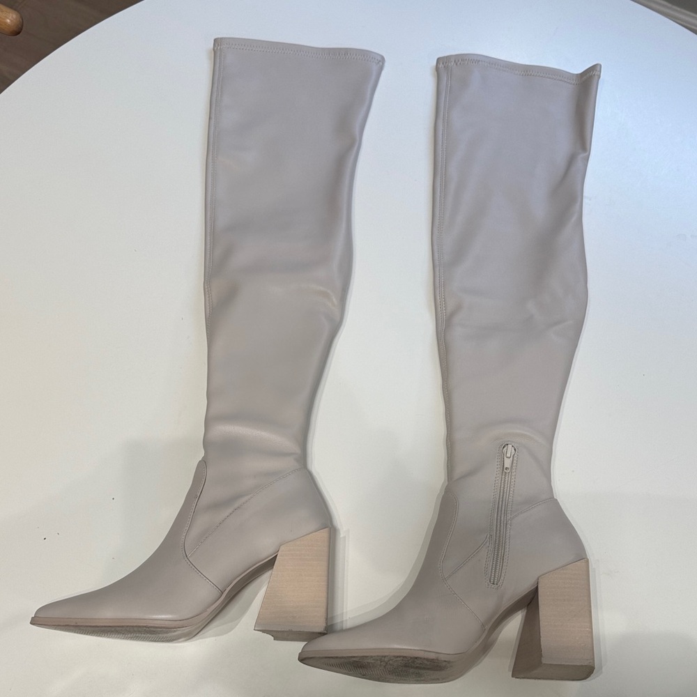 Steve Madden Cream Over the Knee Boots